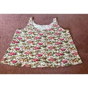 April Cornell Women’s Sleeveless Floral Tank Top Size XL Stretchy Comfort